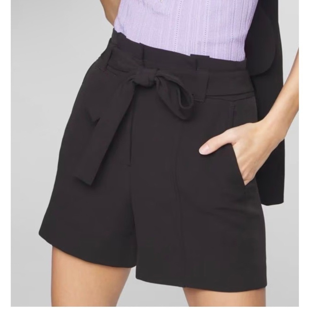 White House Black Market WHBM Black Tie Waist 5 Inch Shorts Womens Medium